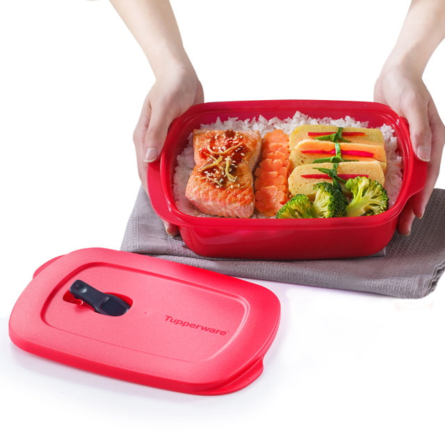 11153338 CrystalWave Rectangular Lunch Box 1L - Cherry | Tupperware Singapore