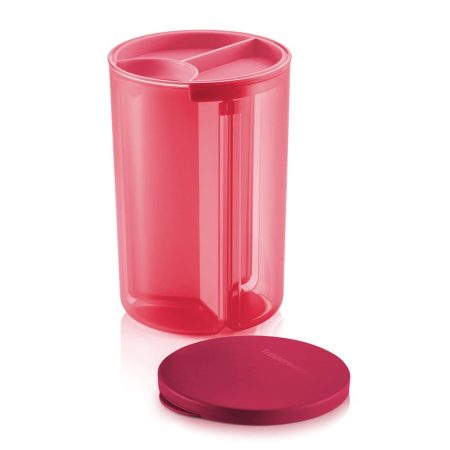 Tupperware Trio Lolly Trio Storer 1.5L in translucent berry red with matching lid